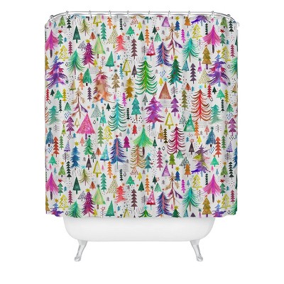 Orara Studio Modern Christmas Shower Curtain Blue/brown - Deny Designs :  Target