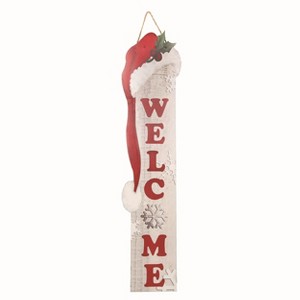 Transpac MDF Santa Hat Welcome Sign Home Decorations Christmas - 1 of 1