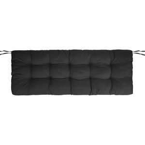 NewHome "Non-Slip Bench Seat Cushion for Indoor/Outdoor Furniture, 51.18x19.68in with Ties for Patio & Garden" Black 8cm thick - 1 of 4