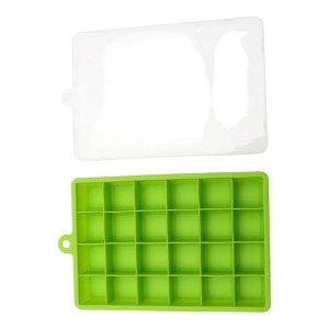 Unique Bargains Ice Mould 24-Cavity Square Ice Tray with Lid Hand Wash Only Silicone 7.28"x4.53"x1.18" 1 Pc - 1 of 3