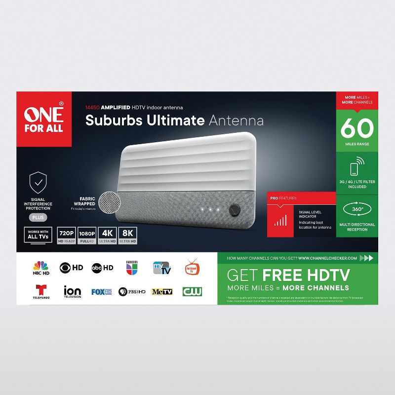 One For All® 14450 Suburbs Line Amplified Indoor TV Antenna, 3 of 7
