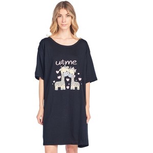 Casual Nights Women's Short Sleeve Printed Scoop Neck Sleep Tee - 1 of 4