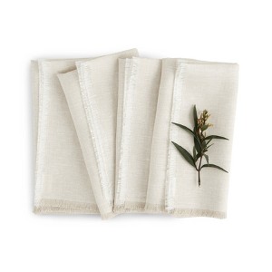 Solino Home Linen Fringe Dinner Napkins - 1 of 4