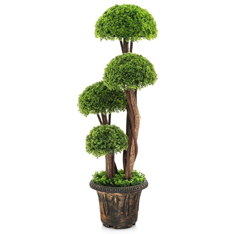 Tangkula 3FT Artificial Tree Fake Cedar Tree Faux Cypress Topiary Tree for Indoor Outdoor, 1 of 10