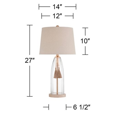 27" Clear Glass and Linen Coastal Table Lamps Set of 2