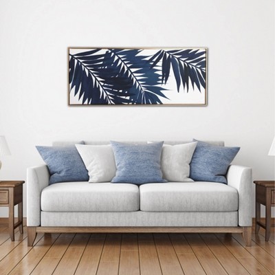 Blue Palms 19x45 Inch Canvas Wall Art with Gold Frame