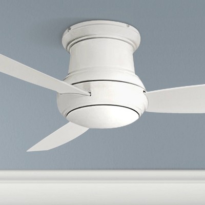 52" White Low Profile LED Ceiling Fan with Remote and Light