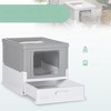 VisioGear Fully Enclosed Cat Litter Box with Scoop and Drawer Type Tray, Foldable Smell Proof Cat Potty, Gray, 18.75"*14"*14.5” - 2 of 4