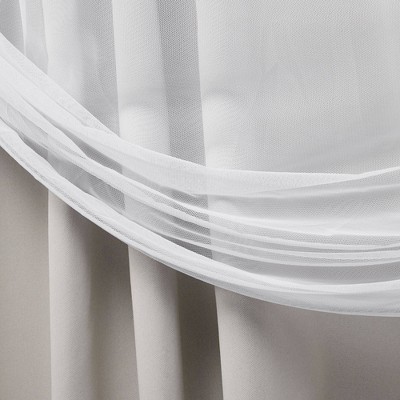 Cloud Grey and White Room Darkening Blackout Sheer Curtain Panels, 52" x 96", Set of 2