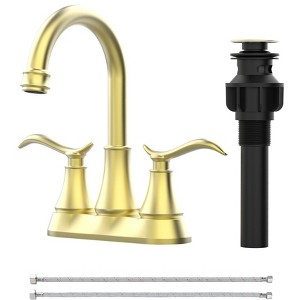 PAGED Bathroom Faucet with 360 Degree High Arc Swivel Spout, 2-Handle Bathroom Sink Faucet with Pop Up Drain & Supply Hoses - 1 of 4