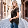 Amaryllis Women's Short-Sleeve Casual V-Neck Velvet High Low Tee Soft Luxurious Rich Texture - 3 of 4