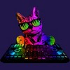 Junior's Design By Humans Cool Cat DJ By clingcling T-Shirt - 2 of 3