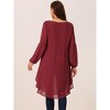 Seta T Women's Lantern Long Sleeve Round Neck High Low Irregular Hem Casual Blouse - 4 of 4