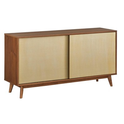 Lifestorey Flory Sideboard With Sliding Doors Walnut: Mid-century