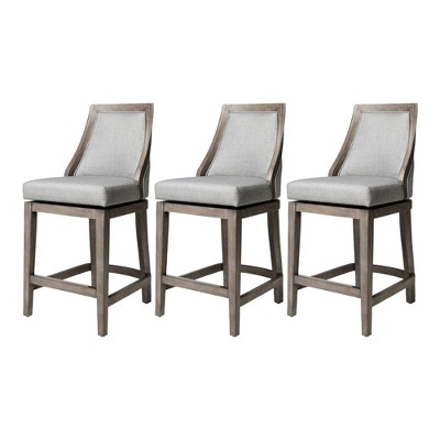 Maven Lane Vienna Rotating High Back Kitchen Stool with Fabric Upholstered Seat, Set of 3