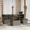 vidaXL 6 Piece Patio Sofa Set with Cushions Gray Poly Rattan - Gray without storage - 2 of 4