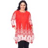 Women's Plus Size 3/4 Sleeve Printed Dulce Tunic Top - White Mark - 2 of 3