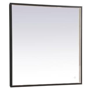 Rectangular Black Aluminum LED Mirror with Touch Sensor