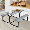 Gymax Picnic Table & Bench Set Outdoor Picnic Table Bench Set w/ Metal Frame & All Weather-resistant Surface Camping Table Set Black/Green/Grey/White - 3 of 4