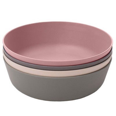 WeeSprout Bamboo Kids Bowls, Set of Four Kid-Sized Dinnerware, Cereal, Leftovers & Snack Bowl