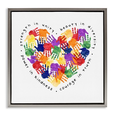 Stupell Industries Strength In Unity Handprint Heart, 18" x 18"