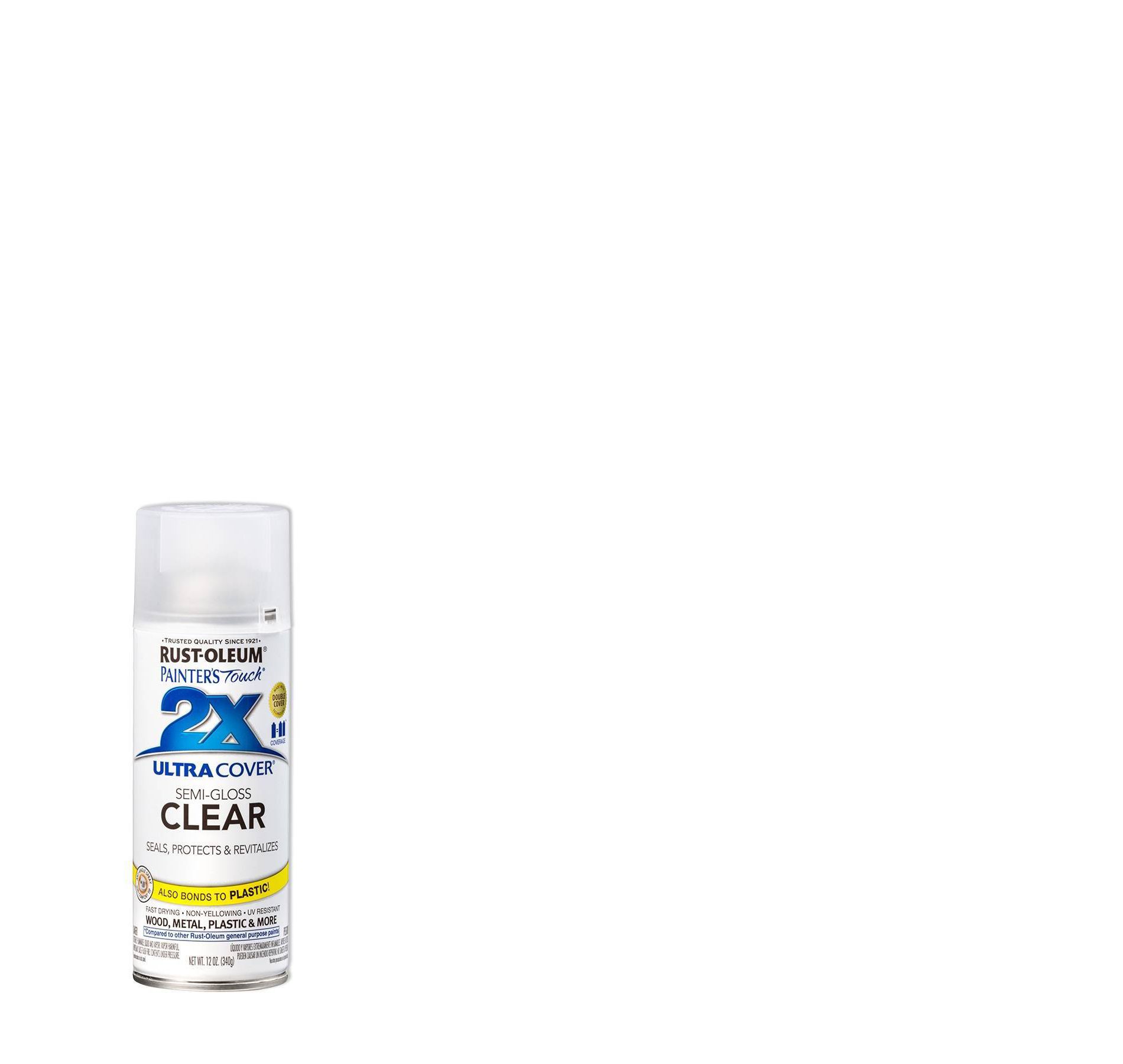Rust-Oleum 12oz 2X Painter's Touch Ultra Cover Semi-Gloss Spray Paint Clear: Enamel Sealer for Interior & Exterior Surfaces