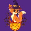 Women's Design By Humans Cute Witch Fox With Jack O Lantern Halloween Shirt By thebeardstudio Racerback Tank Top - 2 of 3