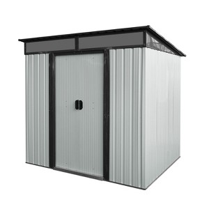 6' x 5' Outdoor Storage Shed, Garden Tool Metal Shed, Sliding Lockable Door Air Vents and Sloping Roof, for Backyard, Patio, Lawn - 1 of 4