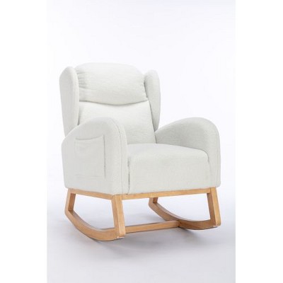 NicBex Velvet Glider Rocking Chair, Upholstered Nursery Rocking Chairs with High Backrest,Modern Rocking Chair,Nursing Chair for Bedroom