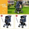 Tangkula 4 Wheels Pet Stroller Folding Cat Dog Stroller W/Storage Basket & Tray Adjustable Canopy All-Terrain EVA Wheels Foldable Cart - 3 of 4