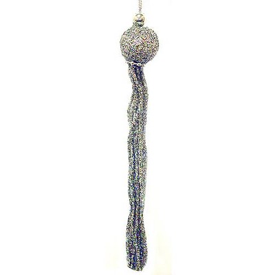 Northlight  8" Iridescent Glitter Tassel Christmas Ornament - Silver