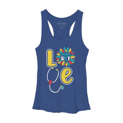 Women's Design By Humans RT Stethoscope Gift Respiratory Therapist Costume Gifts By lukesstore Racerback Tank Top