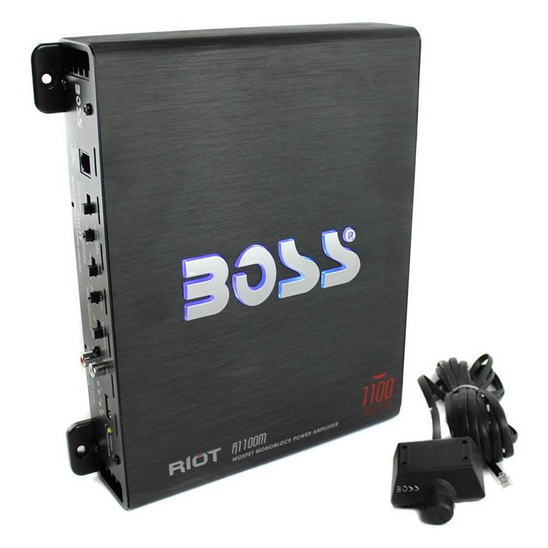 Boss Audio Systems R1100M Riot 1100 Watt Monoblock Class A/B 2-4 Ohm Car Audio High Power Amplifier with Mosfet Power Supply and Bass Remote Control, 1 of 8