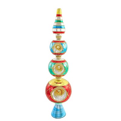 Tree Topper Finial 13.0 Inch Vintage-Looking Tree Topper Four Tier Ball Reflector Tree Toppers