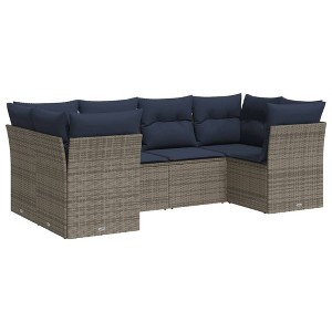 vidaXL 6 Piece Patio Sofa Set with Cushions Poly Rattan - Beige and Gray - 1 of 4