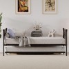Daybed with Trundle, Metal Twin Size Day Bed with Stylish Headboard, Sofa Bed Frame with Pop Up Foldable Trundle Bed - 4 of 4