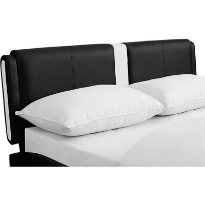 Black Faux Leather Queen Platform Bed with Tufted Headboard