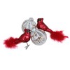 NORTHLIGHT 4ct Glass Glitter Cardinal and Ball Christmas Ornament Set 6.25" - White/Red - image 3 of 4