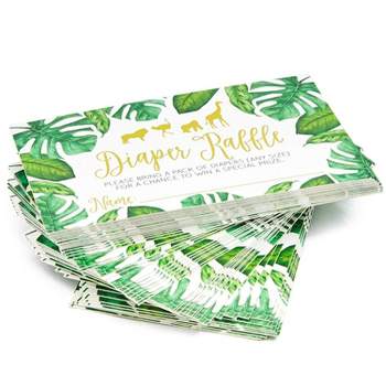 60 Counts Baby Shower Diaper Raffle Tickets, Lottery Invitation Insert Cards Baby Shower Game Supplies for Boys or Girls, Jungle Safari