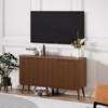 FONTOI Storage Cabinet, Sideboard Cabinet with Doors and Shelves, Buffet Cabinet with Waveform Panel for Dining Room, Walnut, 23.6*11.8*27.6 - 2 of 4