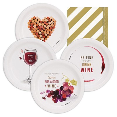 32ct Wine Party Assorted Plates
