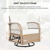 Chic Crate - 3-Piece Modern Rattan Chat Set - Weather-Resistant Swivel Chairs & Square Table for Garden/Balcony/Poolside (Natural Taupe) - 3 of 4