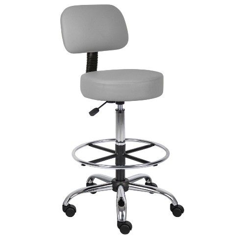 Medical Stool with Back Cushion Gray - Boss Office Products