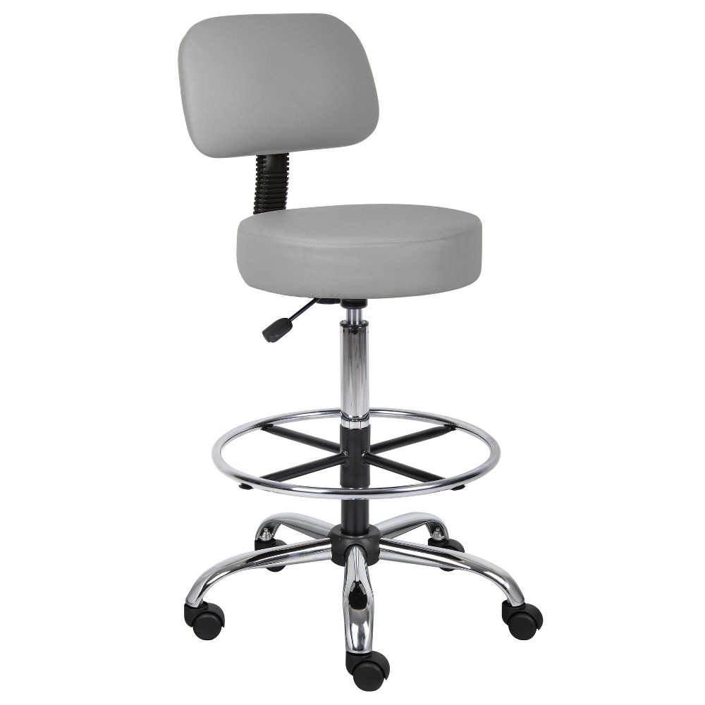 Photos - Chair Medical/Drafting Stool with Back Cushion Gray - Boss Office Products