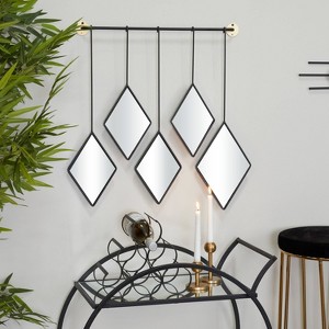 Metal Diamond Shapes Wall Mirror with Hanging Bar Black - Olivia & May: Chic Contemporary, No Assembly Required - 1 of 4