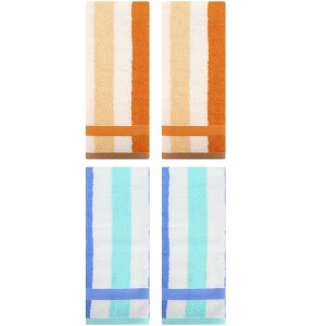 REGALWOVEN Striped Absorbent Soft Cotton Hand Towels for Bathroom 4 Pack - 1 of 4