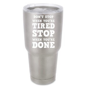 100 North 30 Ounce Stainless Steel On the Go Travel Tumbler With Push Top Lid, Stop When You're Done Silver - 1 of 4