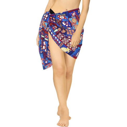 LA LEELA Women s Beachwear Sarong Coverups Bikini Skirt Swimsuit Swim Cover Up Summer Wraps Swimwear Beach Wrap Skirts for Women One Size Blue Floral