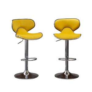 DSVIMOY Counter and Bar Stool Velvet Upholstered Adjustable Swivel Set of 2 for Trendy Spaces, Yellow, 24"*13.2"*18" - 1 of 4