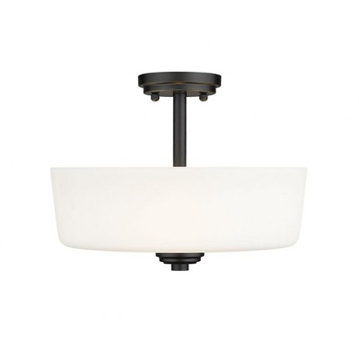 Matte Black and Bronze LED Semi-Flush Mount Ceiling Light